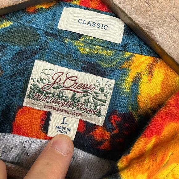 J Crew Shirt Men's Large Colorful Midweight Flannel Work All over Vibrant Summer - Picture 8 of 12
